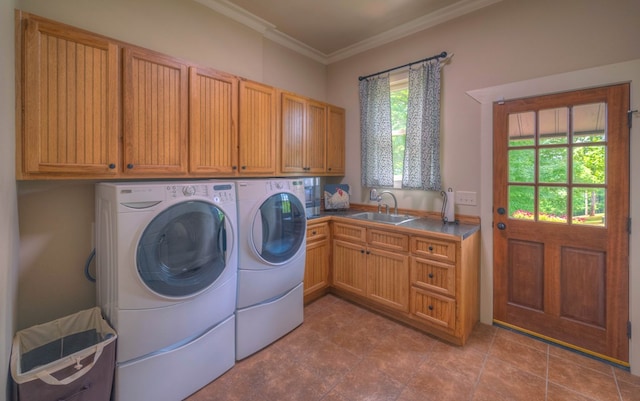 41 Elm Ct, Murphy, NC 28906 - washroom featuring cabinet space, separate washer and dryer, and crown molding