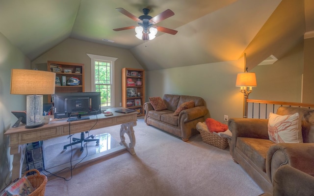 41 Elm Ct, Murphy, NC 28906 - carpeted office space with vaulted ceiling and ceiling fan