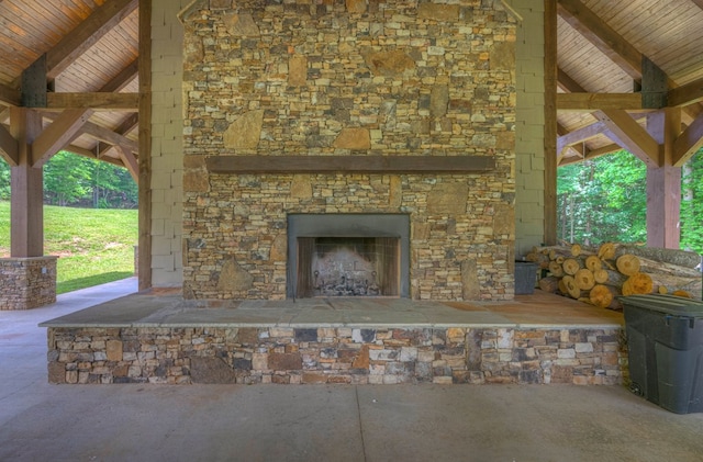 41 Elm Ct, Murphy, NC 28906 - view of patio featuring an outdoor stone fireplace and a gazebo