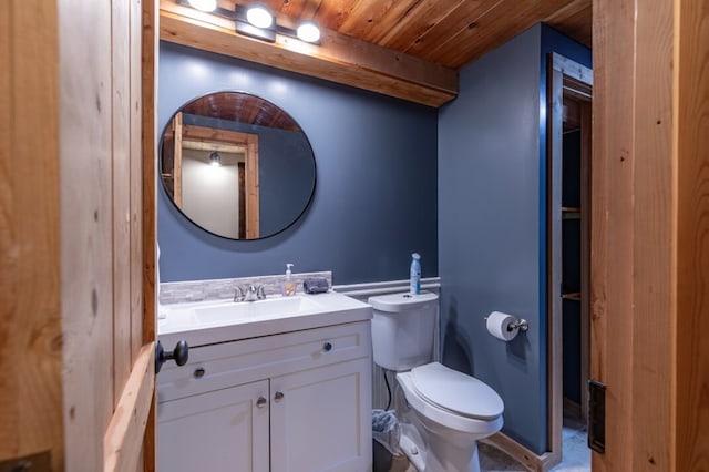 318 Buck Ridge Rd, Suches, GA 30572 - half bathroom with wooden ceiling, toilet, and vanity