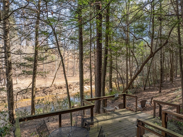 wooden deck with a water view