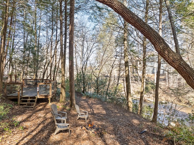 view of yard featuring a deck