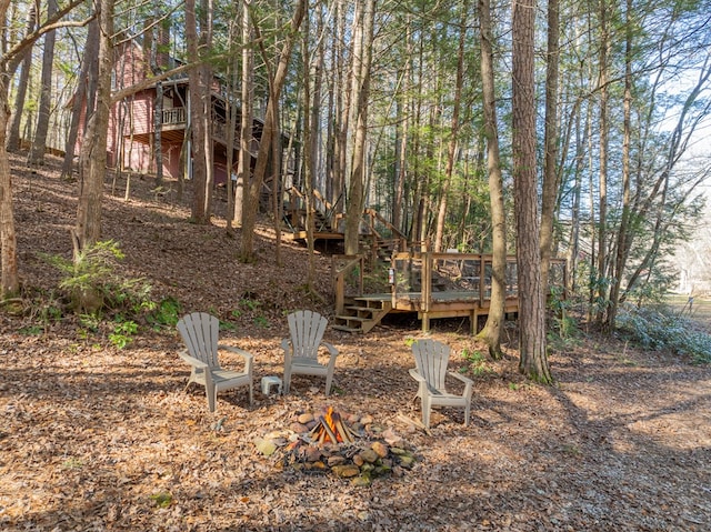 view of yard with a deck