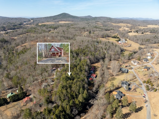 bird's eye view featuring a mountain view