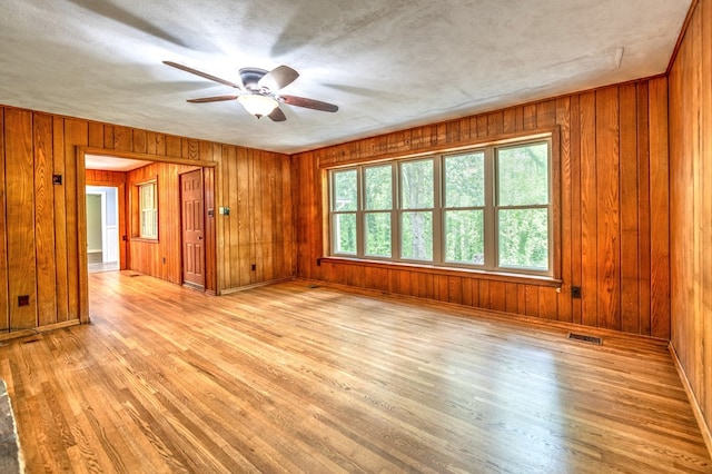 241 Boulevard St, Murphy, NC 28906 - spare room with light wood-style flooring, ceiling fan, and wooden walls