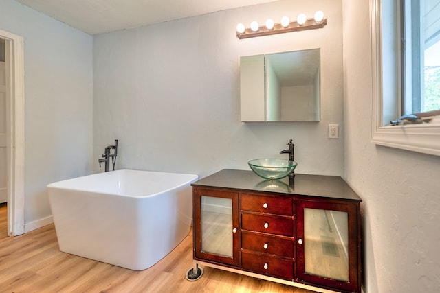 241 Boulevard St, Murphy, NC 28906 - bathroom with a freestanding tub, wood finished floors, and vanity