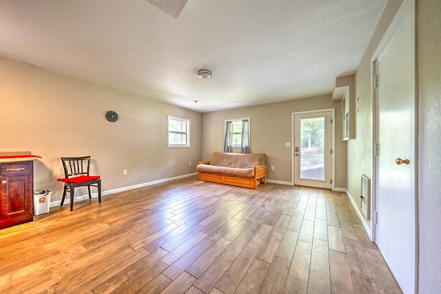 241 Boulevard St, Murphy, NC 28906 - living area with wood finished floors, baseboards, and a textured ceiling