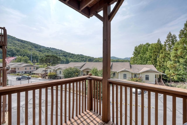 deck with a residential view