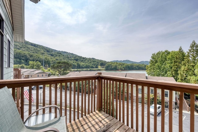 deck featuring a mountain view