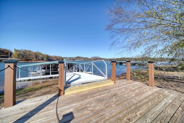 view of dock featuring a water view