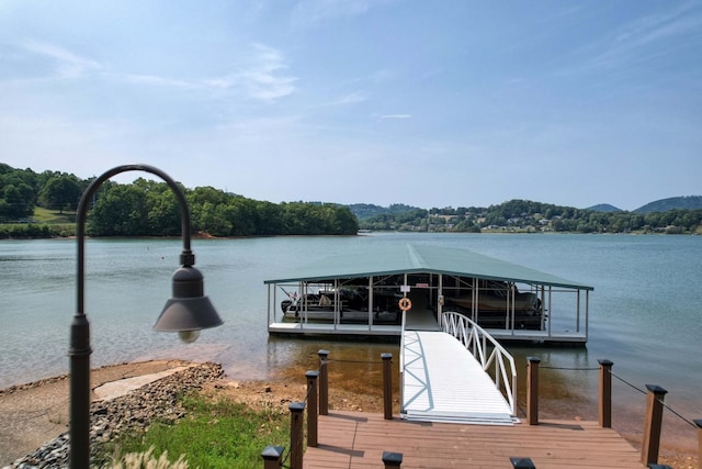 view of dock featuring a water view