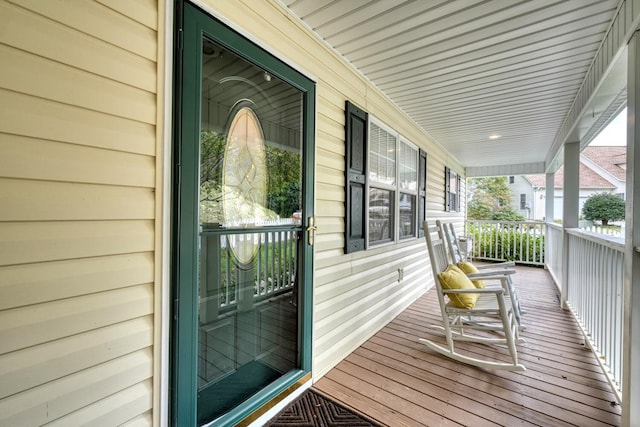 deck featuring covered porch