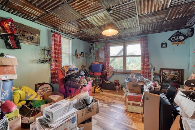 misc room with a healthy amount of sunlight and light hardwood / wood-style floors