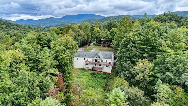 aerial view with a mountain view