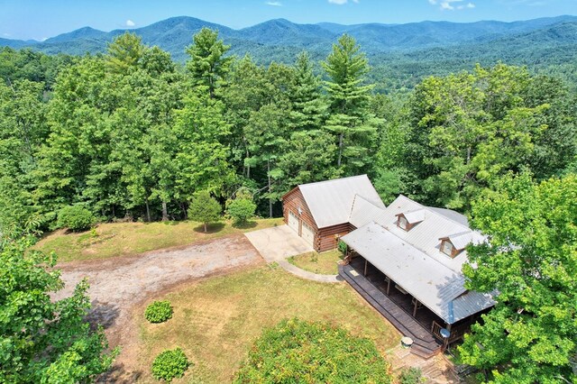 birds eye view of property featuring a mountain view