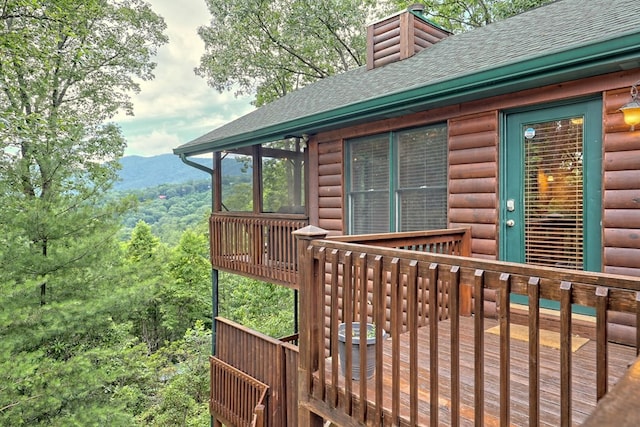 deck featuring a mountain view