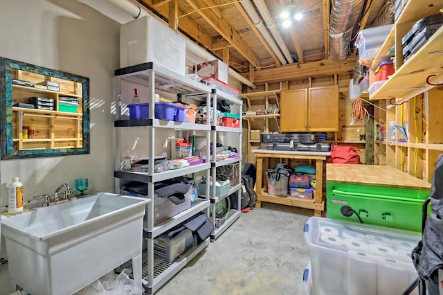 storage room featuring sink