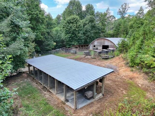 exterior space with an outbuilding