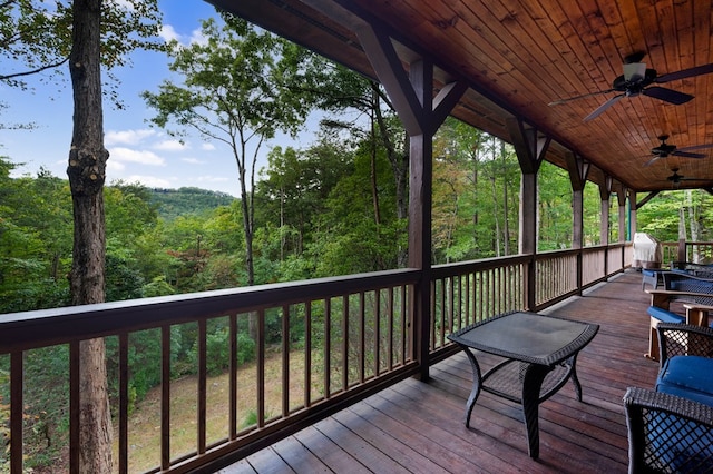 deck featuring ceiling fan