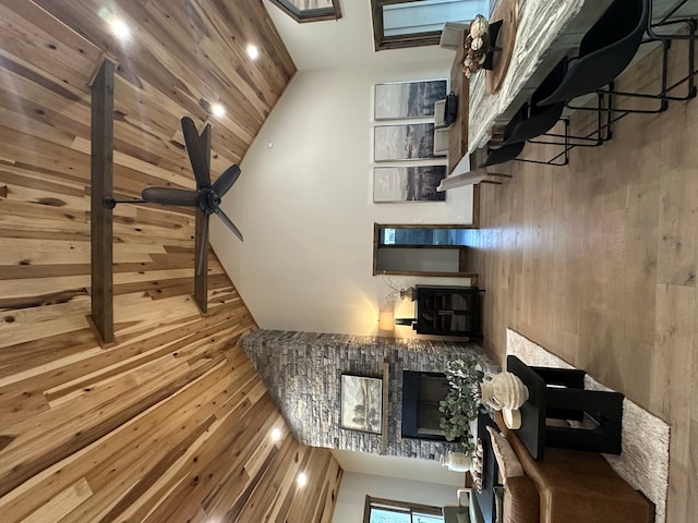 57 Fairview Trl, Morganton, GA 30560 - living area with wood walls, wood ceiling, and vaulted ceiling