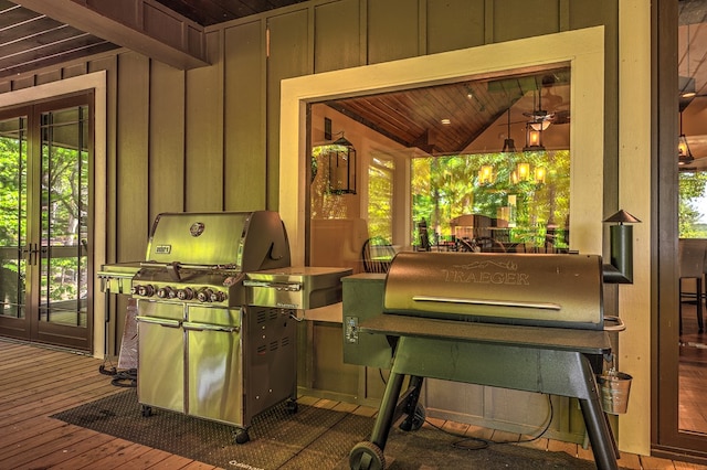 exterior space with french doors and grilling area