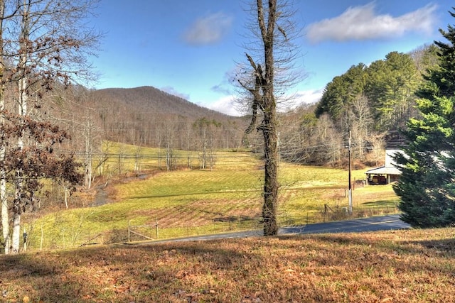 mountain view with a rural view