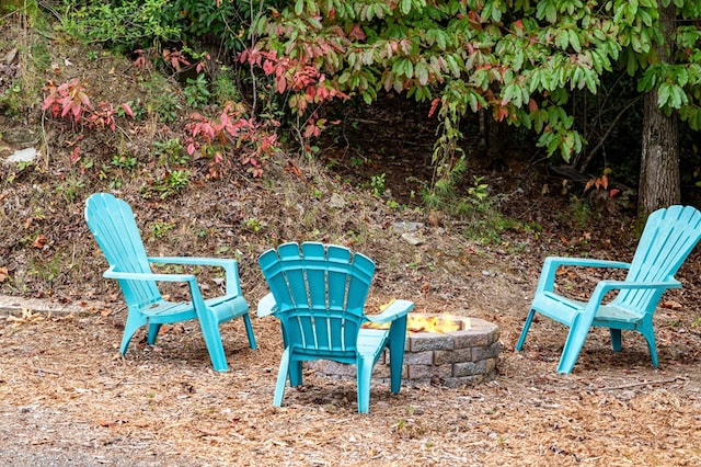 view of yard with an outdoor fire pit
