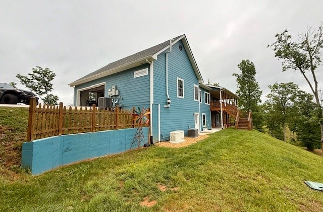 405 Lola Dr, Blairsville, GA 30512 - view of side of property featuring stairs, a wooden deck, and central AC