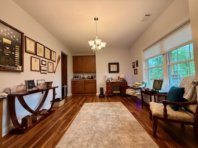405 Lola Dr, Blairsville, GA 30512 - living area with a chandelier and dark wood finished floors