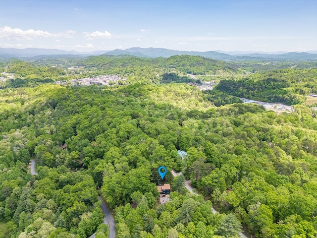 drone / aerial view with a mountain view