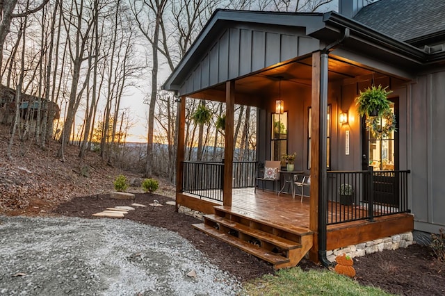 deck with covered porch