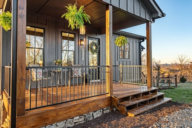 deck with covered porch