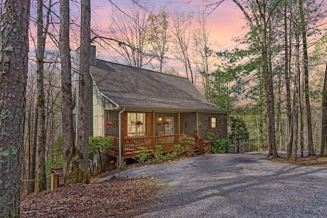 149 Pinecrest Ct, Ellijay, GA 30540 - view of front of home with covered porch, roof with shingles, and driveway