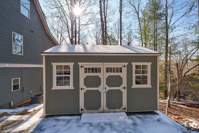 149 Pinecrest Ct, Ellijay, GA 30540 - snow covered structure with a shed and central AC