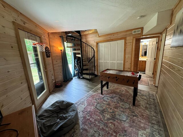 bathroom with vanity, toilet, and hardwood / wood-style floors