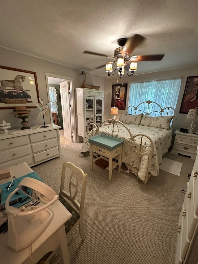 10 Whippoorwill Ln, Murphy, NC 28906 - bedroom featuring light carpet, a textured ceiling, and a ceiling fan