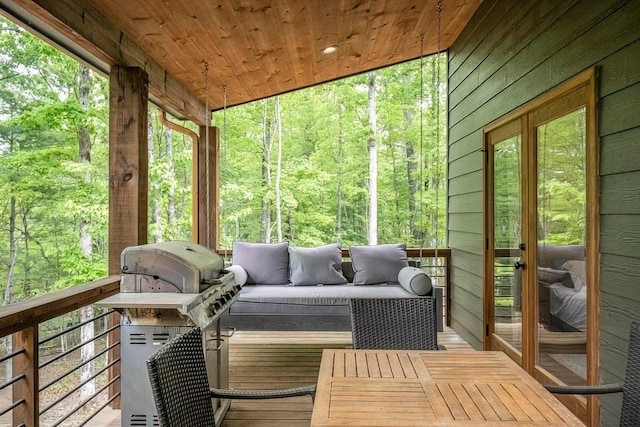 1085 Dills Rd, Blue Ridge, GA 30513 - sunroom featuring an outdoor living space, french doors, and plenty of natural light