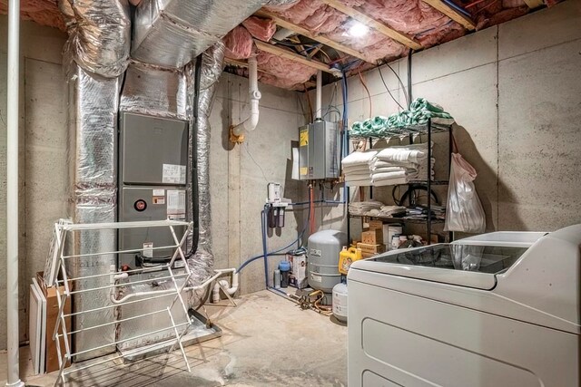 1085 Dills Rd, Blue Ridge, GA 30513 - utility room featuring washer / dryer and electric panel