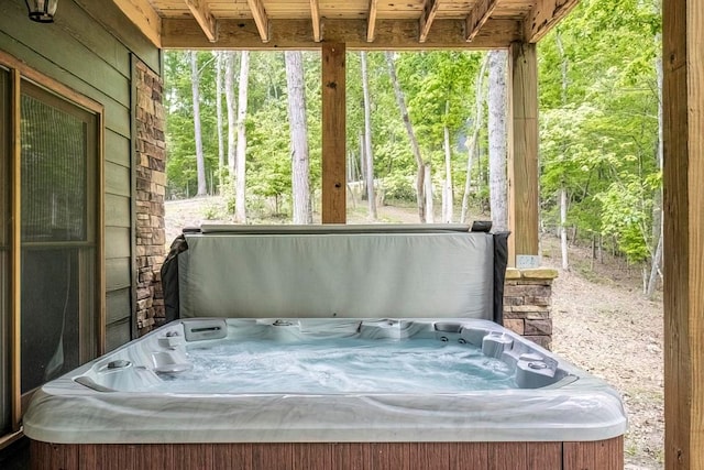 1085 Dills Rd, Blue Ridge, GA 30513 - sunroom with a jacuzzi