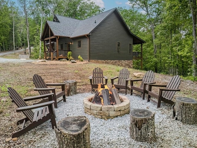 1085 Dills Rd, Blue Ridge, GA 30513 - view of patio featuring an outdoor fire pit