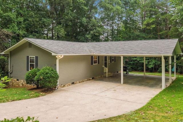 exterior space featuring a carport