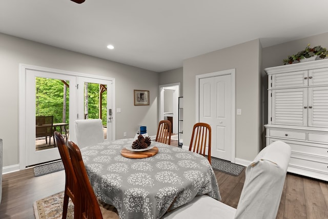 457 Celie Ann Seabolt Rd, Cleveland, GA 30528 - dining room with baseboards, recessed lighting, and wood finished floors