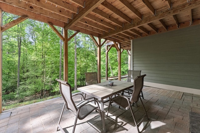 457 Celie Ann Seabolt Rd, Cleveland, GA 30528 - view of patio featuring outdoor dining area and a wooded view
