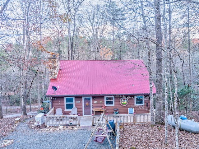 view of front of property with a deck