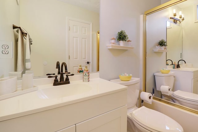 full bathroom featuring vanity, a textured ceiling, shower / bath combination with glass door, and toilet