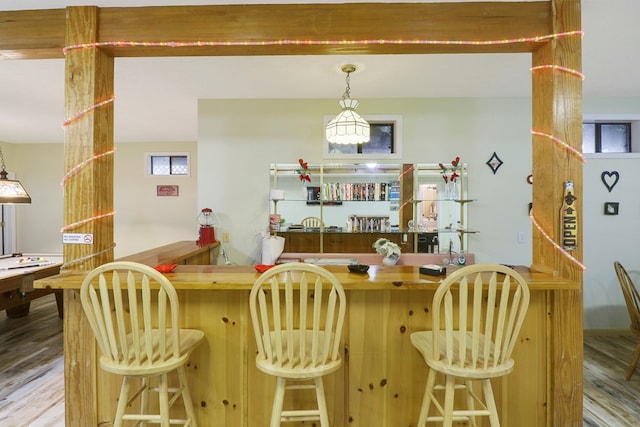 bar with hardwood / wood-style floors and a wealth of natural light