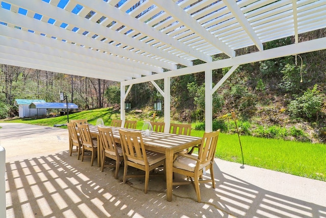 view of patio / terrace featuring a pergola