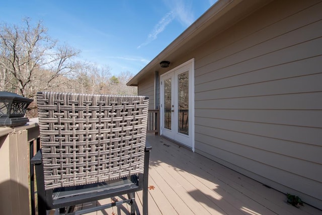 wooden terrace with french doors