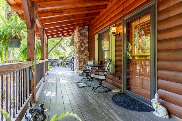 wooden deck with covered porch