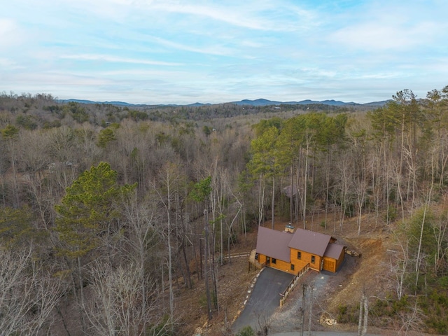 87 Lonesome Dove Path, Blue Ridge, GA 30513 - aerial view of property and surrounding area featuring a heavily wooded area and a mountainous background